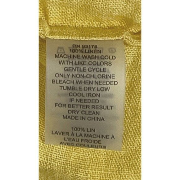Elie Tahari Yellow 100% Linen Gauze Button Lagenlook Long Shirt Tunic Top - Picture 5 of 7